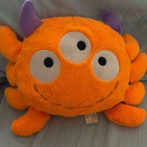 KellyToy Orange Plush Monster with 3 Eyes and 2 Horns
